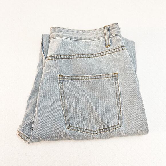 Princess Polly Wide Leg Denim Jeans Ripped Button Fly Light Wash SZ08 - Picture 1 of 7